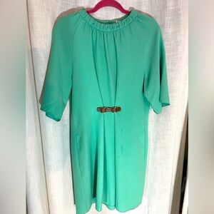 Tibi NWT Mica Crepe‎ Dress with Buckle Detail, Shirred Neck NYC Designer